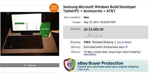 Tablet mẫu chạy Windows 8 bị rao bán trên eBay